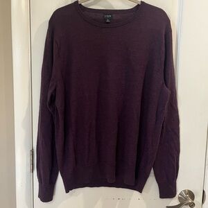 J. Crew Merino Wool Blend Crewneck Sweater Size XL Plum Lightweight Knit